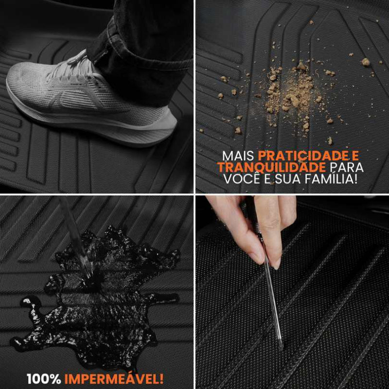 TAPETE BANDEJA 3D PREMIUM 5 PEÇAS  INCLUSO PORTA MALAS